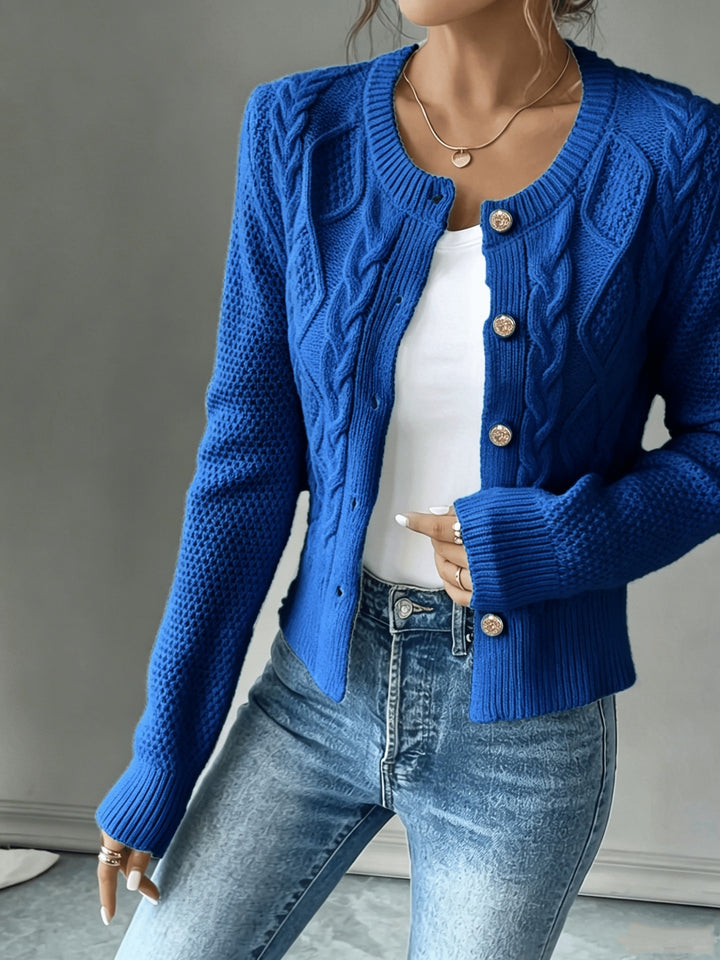 Eleanor | Cable-Knit Button-Front Cardigan