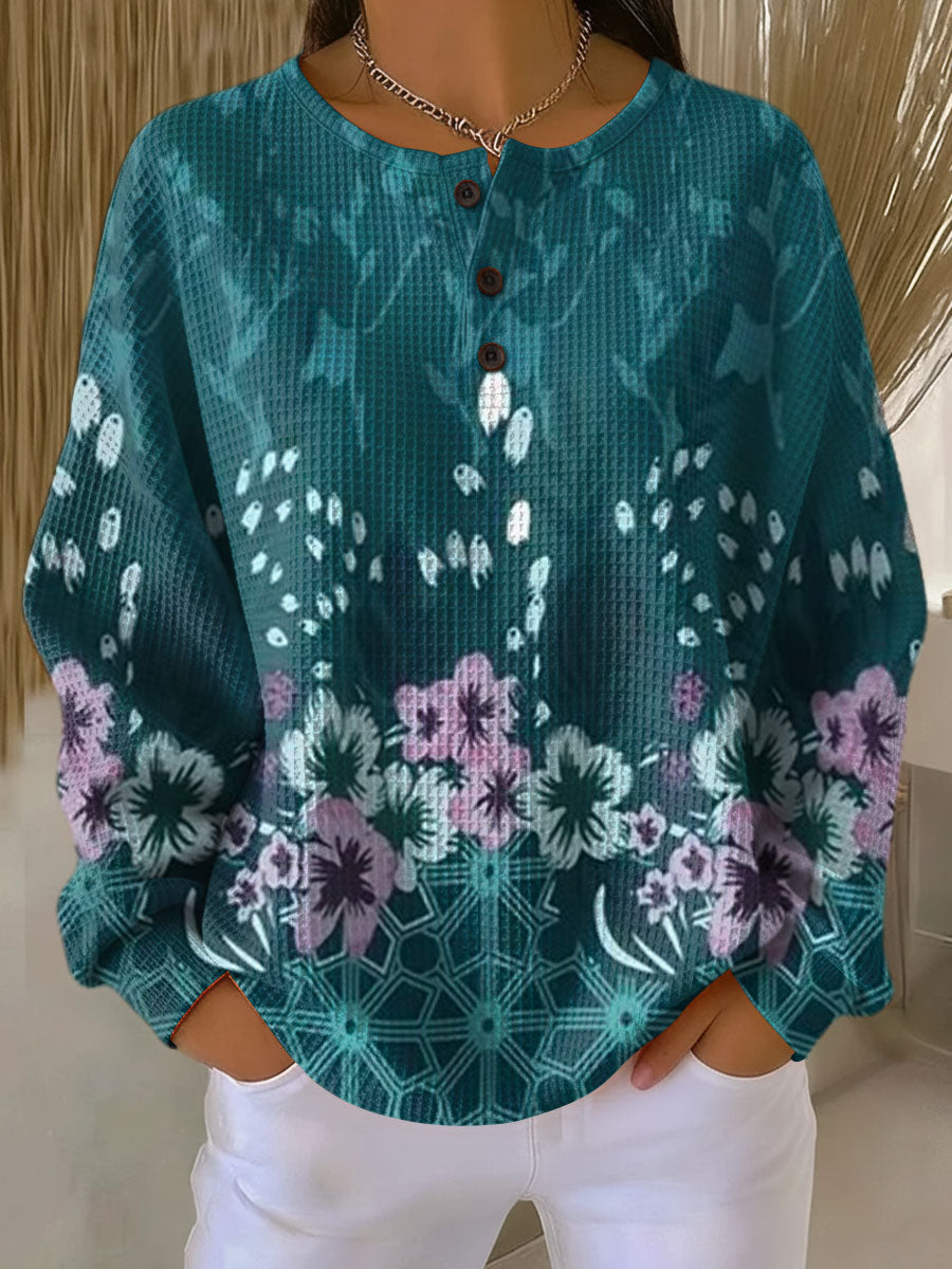 Lorena | Floral Waffle-Textured Sweater