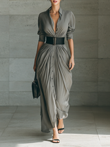Evelyne | Draped Belted Maxi Dress