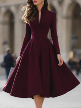Georgia | Elegant Stand-Collar Midi Dress