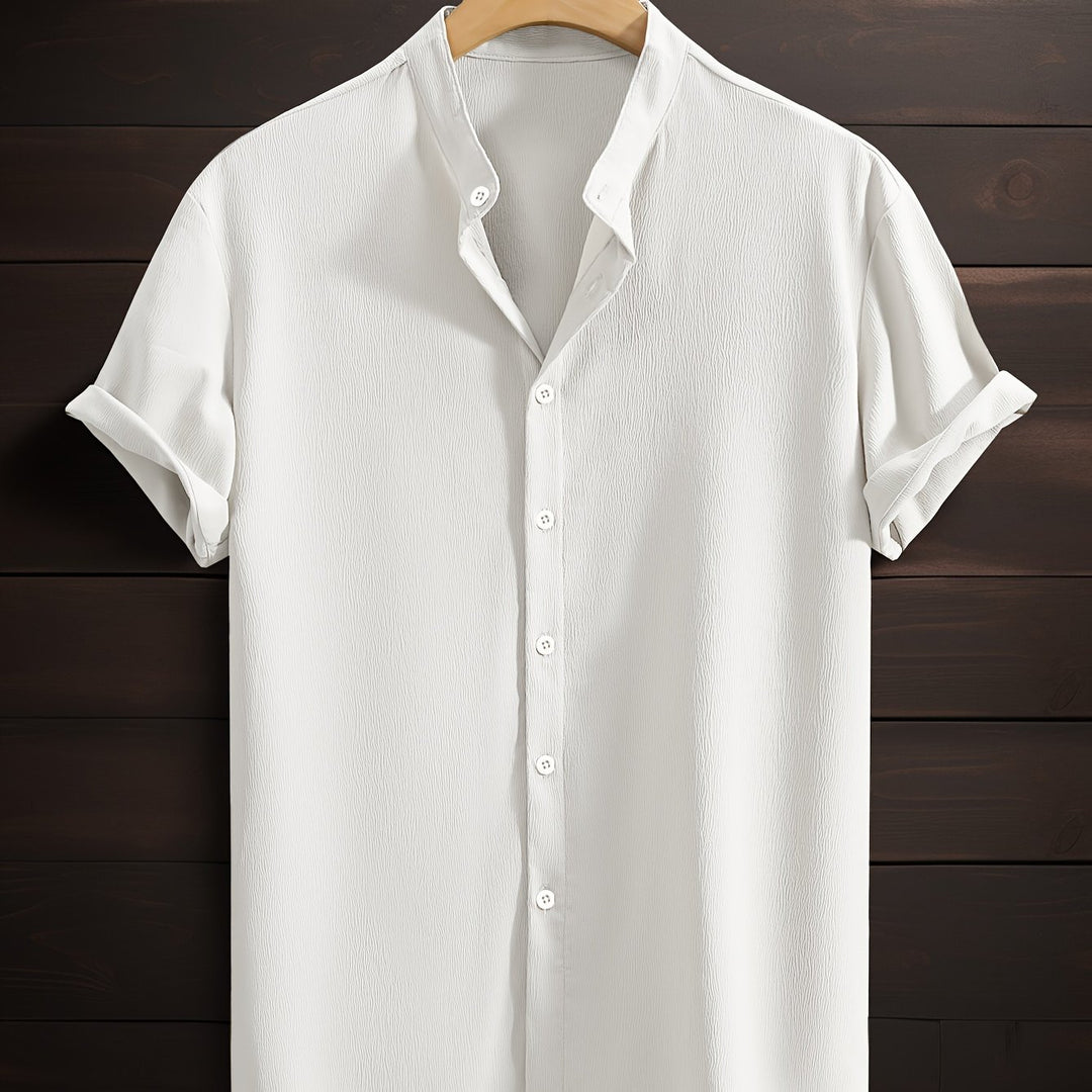 Harlan | Men's Textured Stand Collar Short Sleeve Shirt