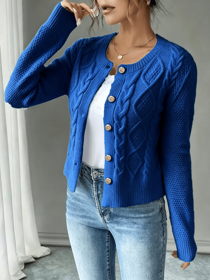 Eleanor | Cable-Knit Button-Front Cardigan