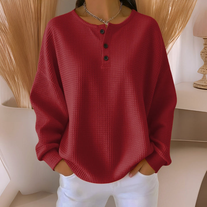 Vera | Relaxed Waffle-Knit Henley Top