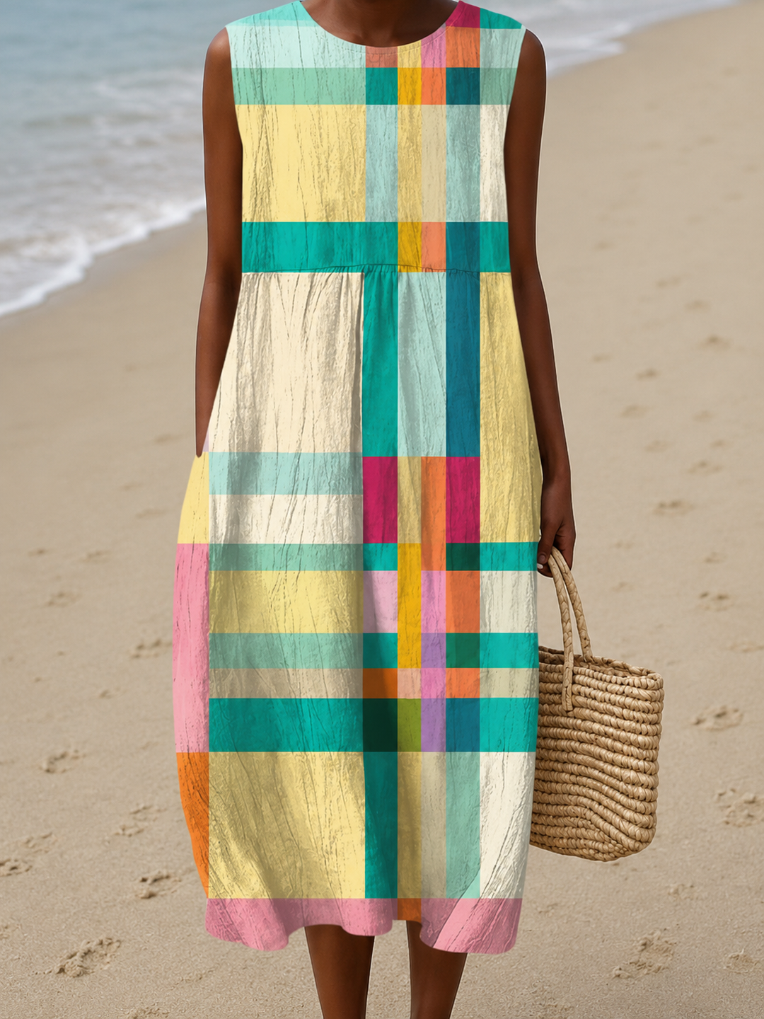 Meadow | Sleeveless Colorblock Midi Dress