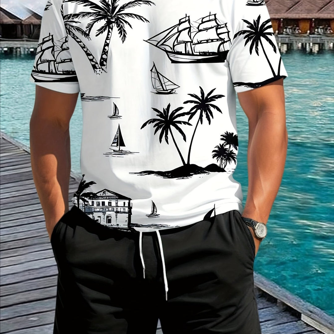 Miller | Men's Palm Print Shirt & Shorts Set
