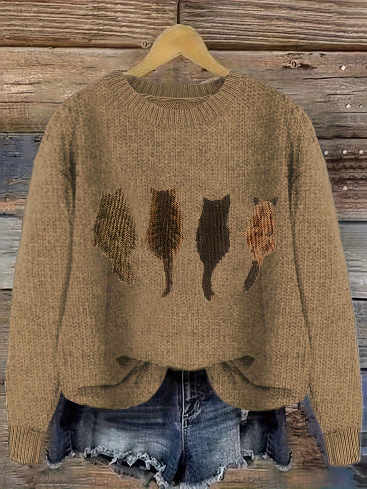 Lydia | Cozy Cat-Print Sweater