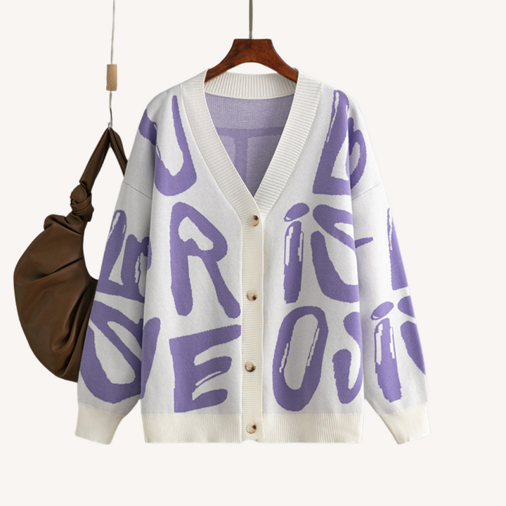 Nadia | Bold Letter-Print Cardigan