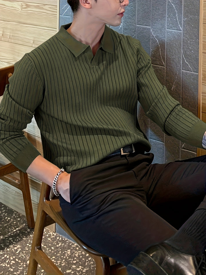 Callum | Ribbed Collared Knit Polo