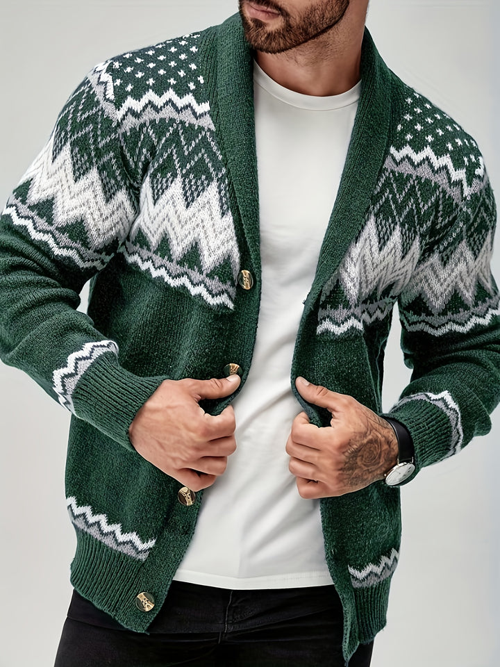 Silas | Nordic-Pattern Shawl Cardigan