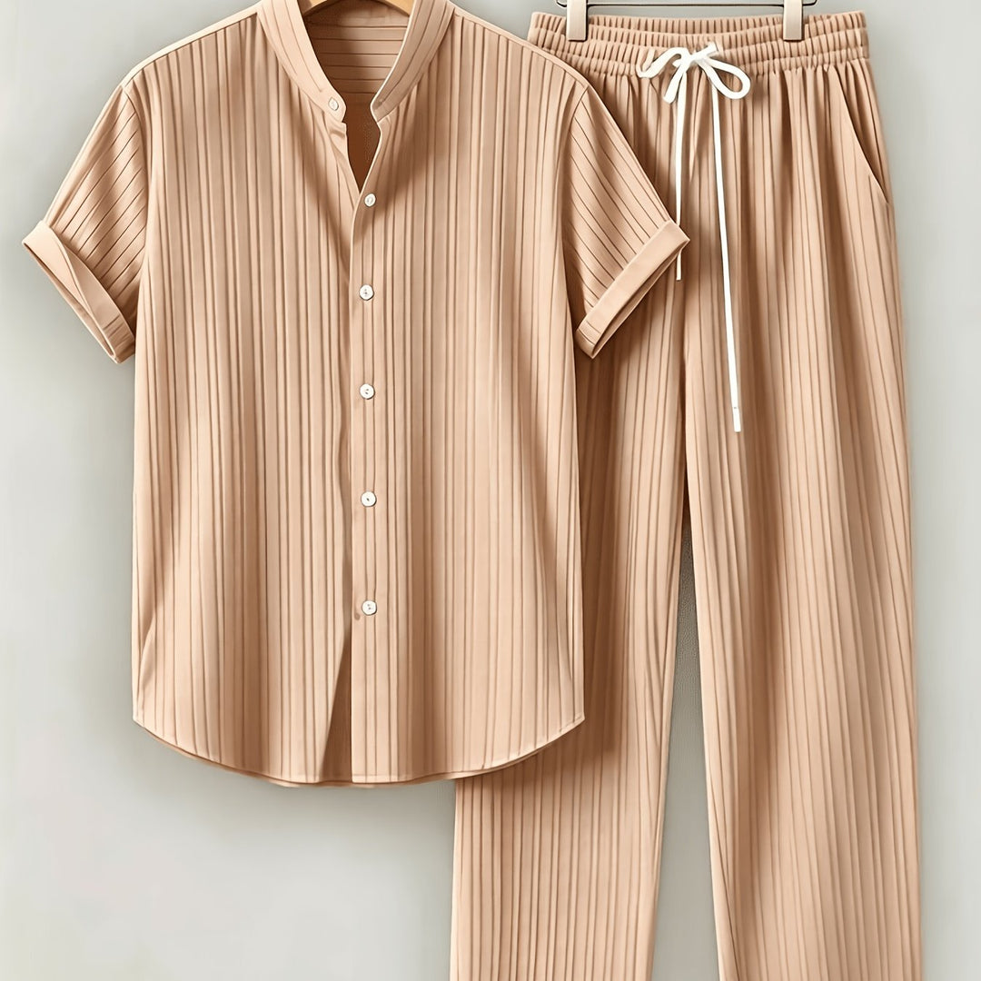 Patrick | Men's Textured Short Sleeve Shirt & Trouser Set