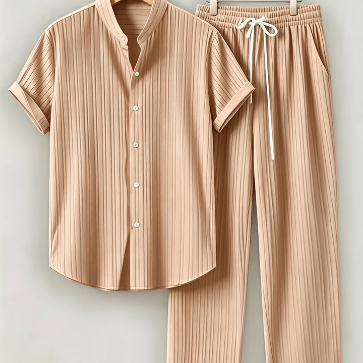 Patrick | Men's Textured Short Sleeve Shirt & Trouser Set