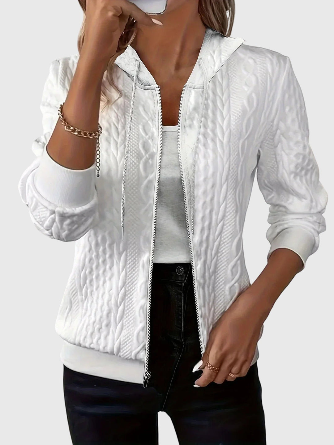 Marion | Textured Zip-Up Hoodie