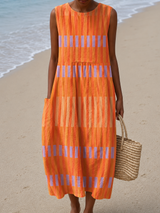 Tatiana | Breezy Striped Sleeveless Midi Dress