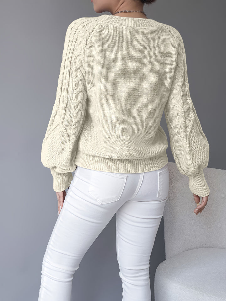 Waverly | Cable-Knit Lantern Sleeve Sweater