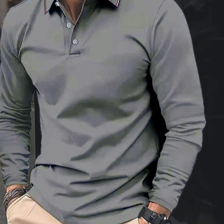 Wells | Men's Long Sleeve Lapel Polo Shirt