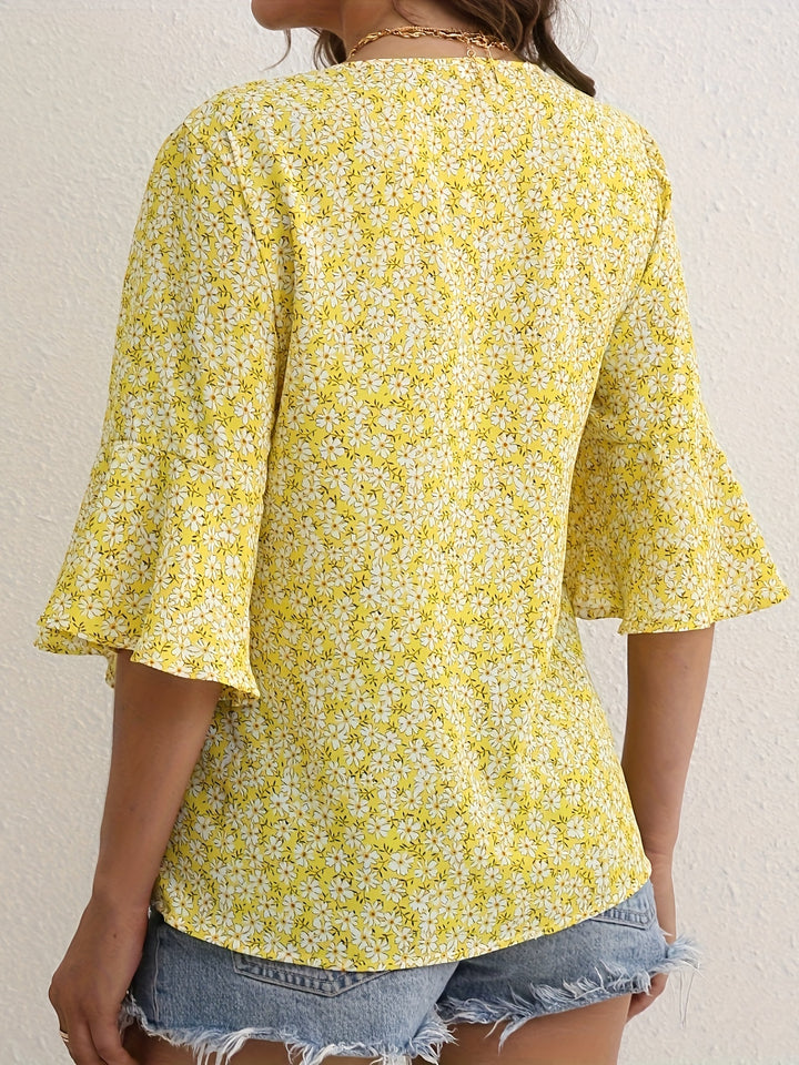 Marianne | Floral Ruffle-Sleeve Blouse
