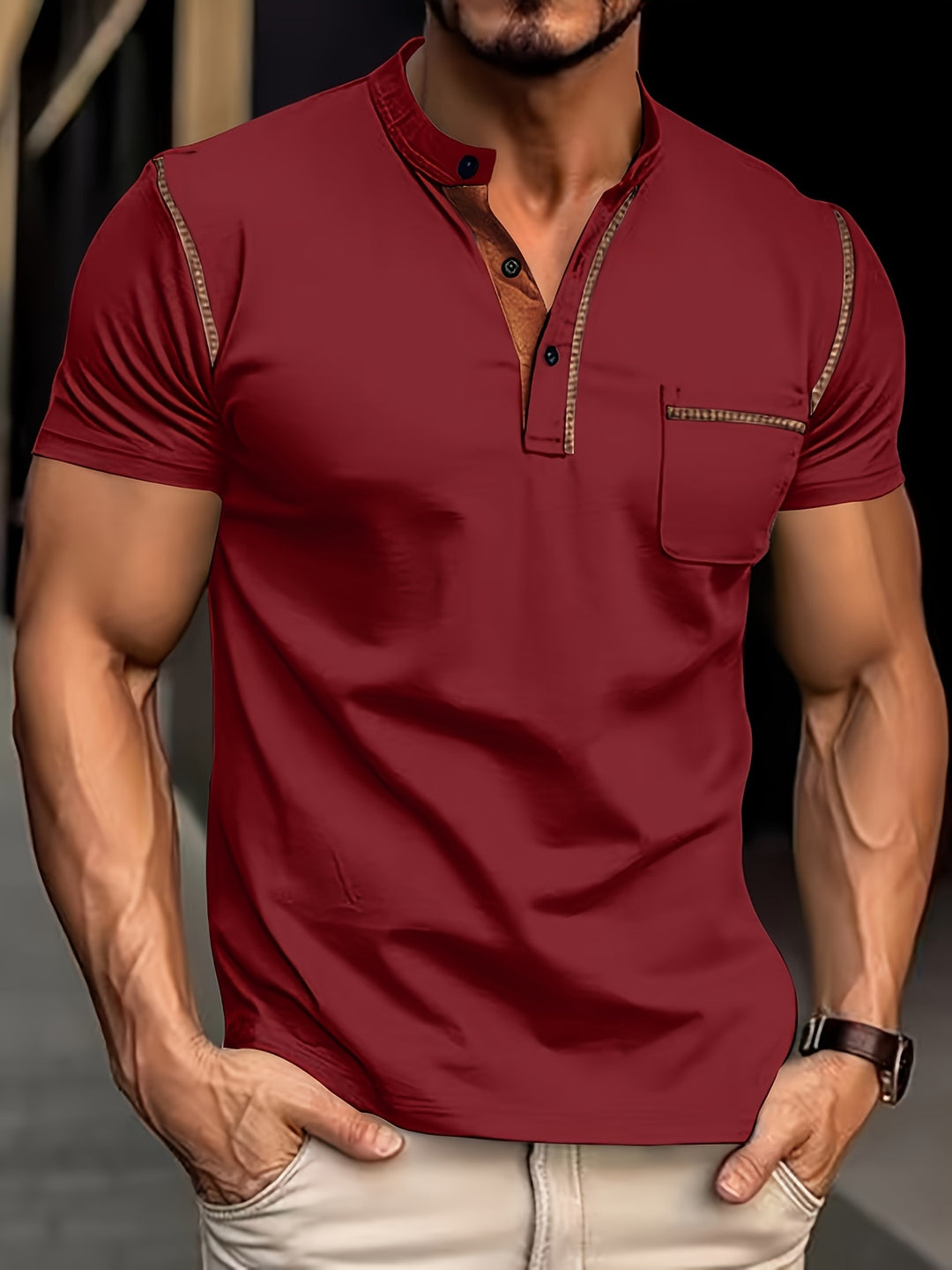 Brian | Men's Short Sleeve Henley Shirt