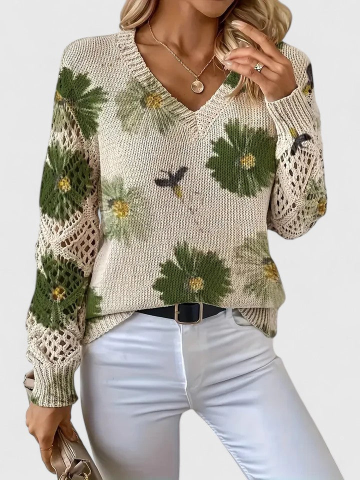Nell | Floral V-Neck Sweater