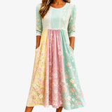 Poppy | Floral Patchwork Midi Dress