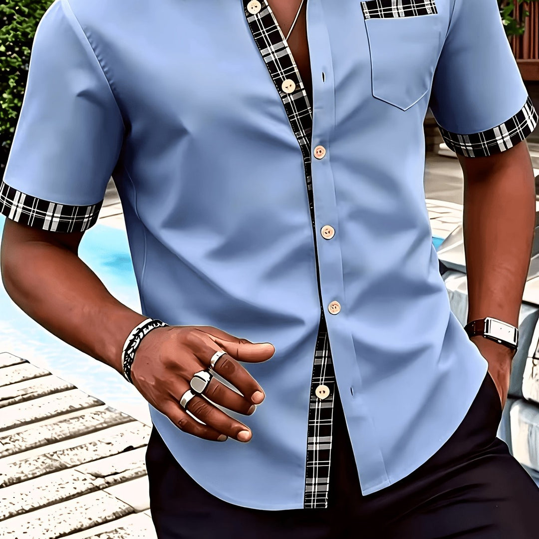 Fletcher | Men's Plaid Trim Short Sleeve Shirt