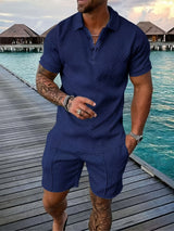 Solano | Men's Collar Button Placket Polo & Shorts Set