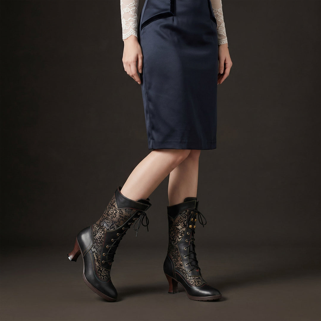 Eliana | Lace-Up Heeled Ankle Boots