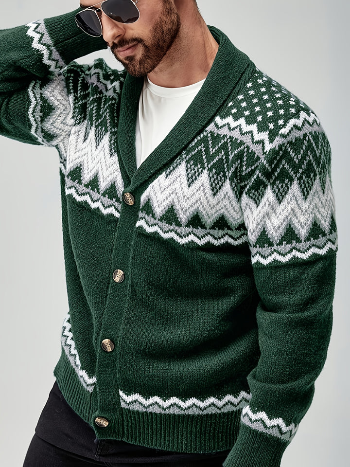 Silas | Nordic-Pattern Shawl Cardigan