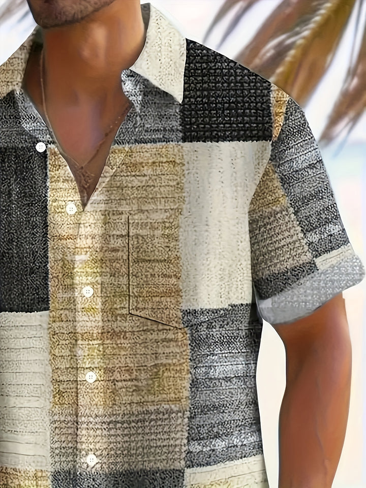 Gable | Men's Coloured Geometric Short Sleeve Shirt