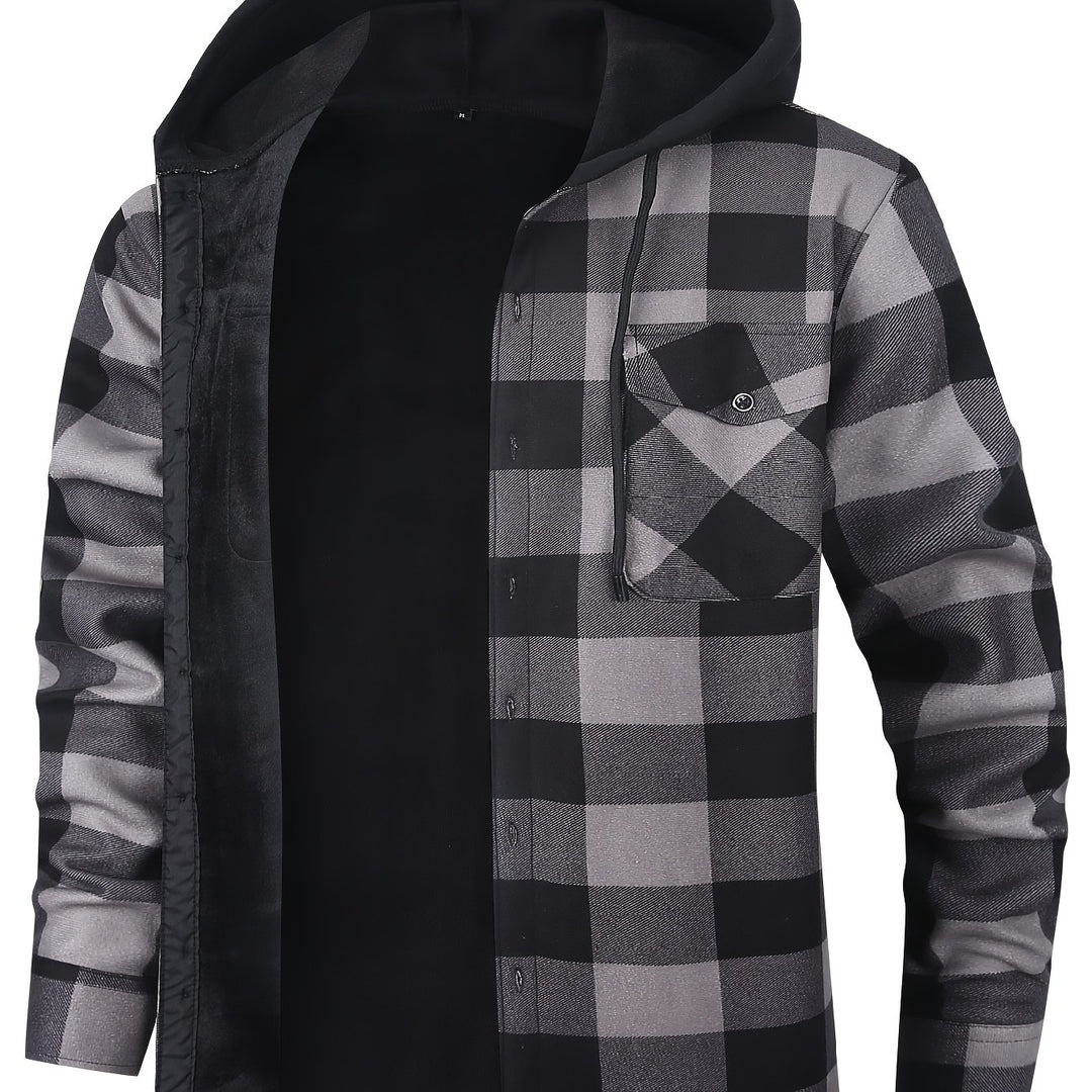 Nolan | Hooded Plaid Shirt Jacket