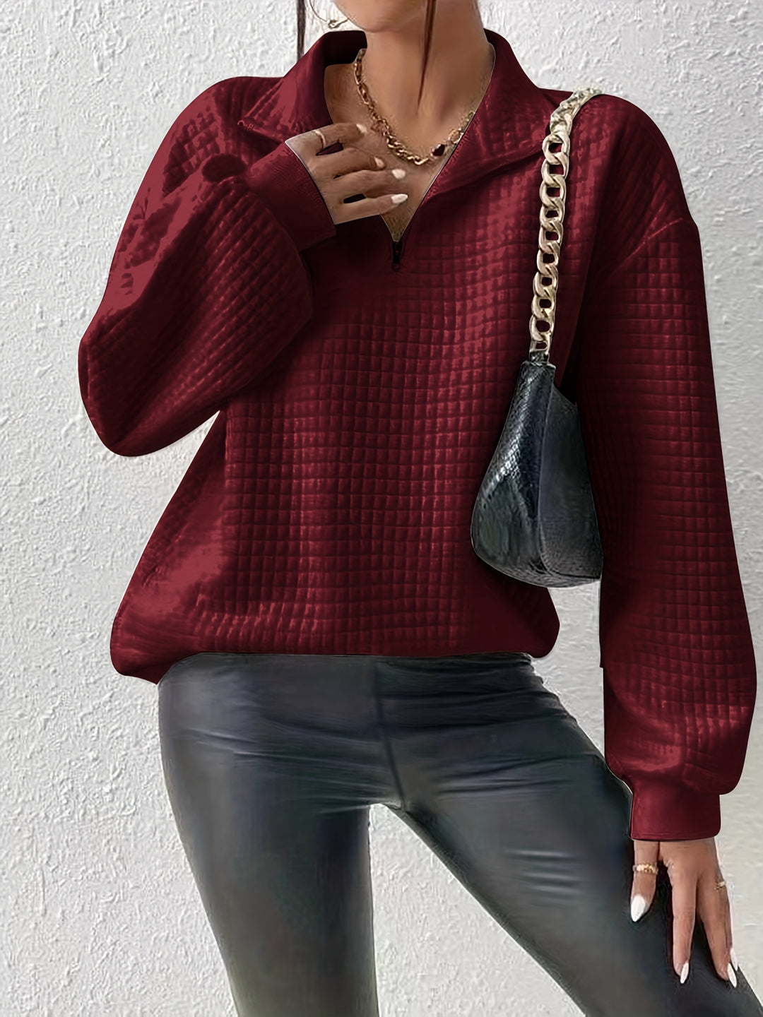 Adelina | Quarter-Zip Textured Sweater