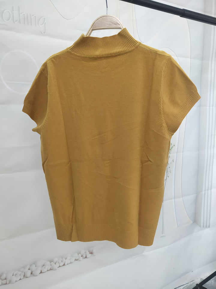 Marguerite | Refined Mock-Neck Short Sleeve Top