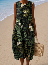 Susannah | Botanical-Print Sleeveless Midi Dress