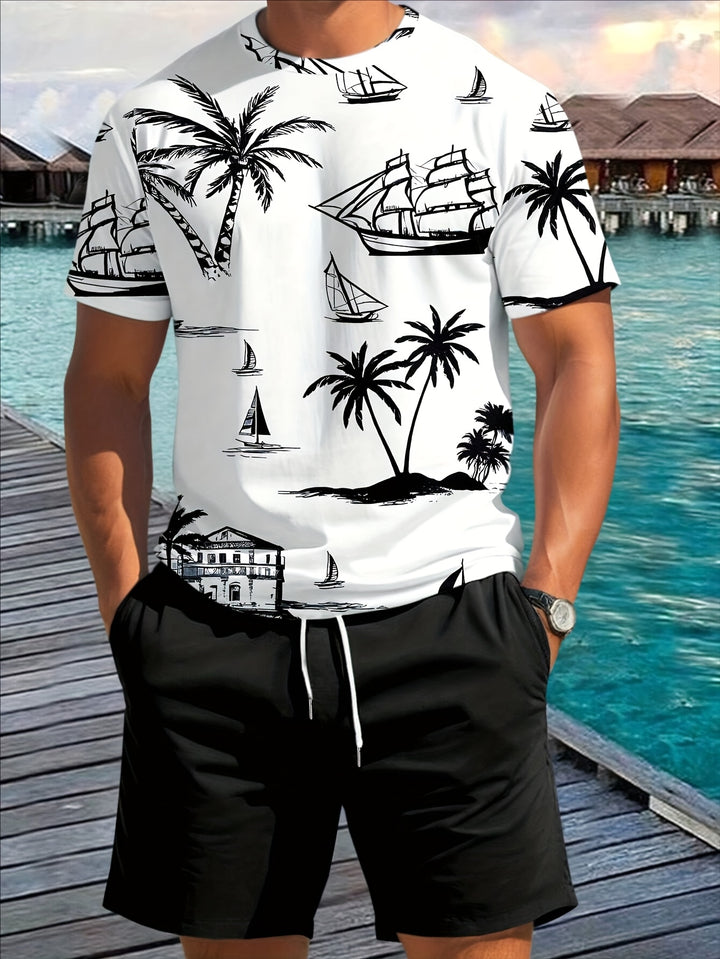 Miller | Men's Palm Print Shirt & Shorts Set