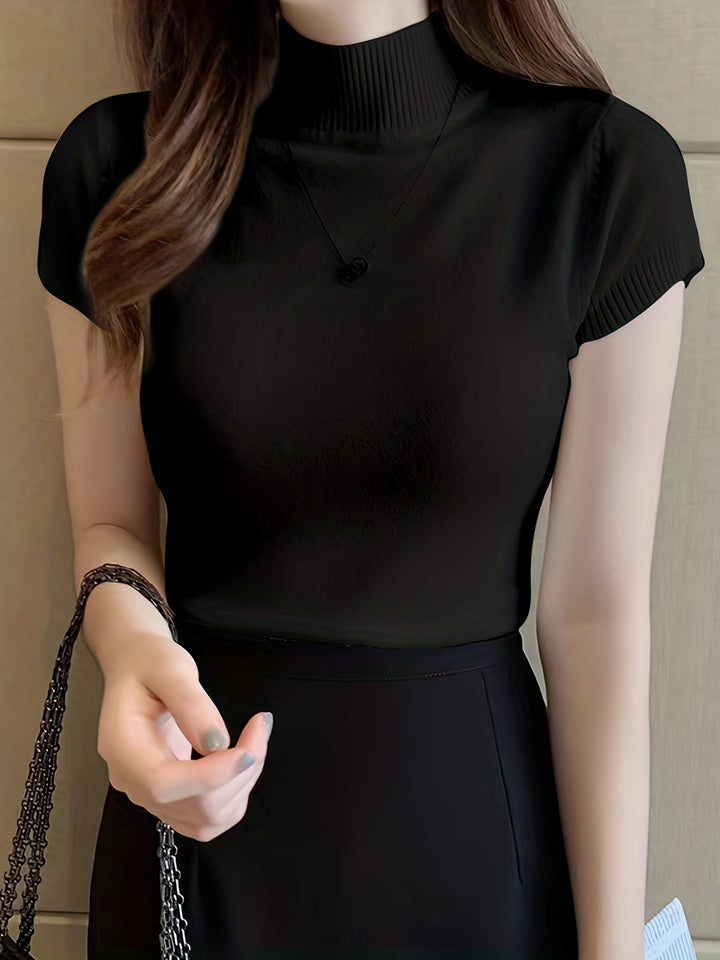 Josephine | Refined Mock-Neck Short-Sleeve Top