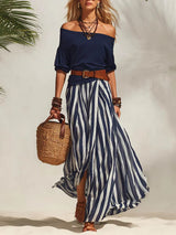 Rosaline | Off-Shoulder Striped Two-Piece Set