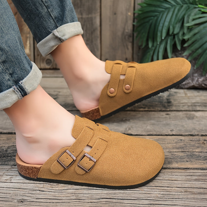 Oskar | Men's Double-Buckle Suede Clog Mule