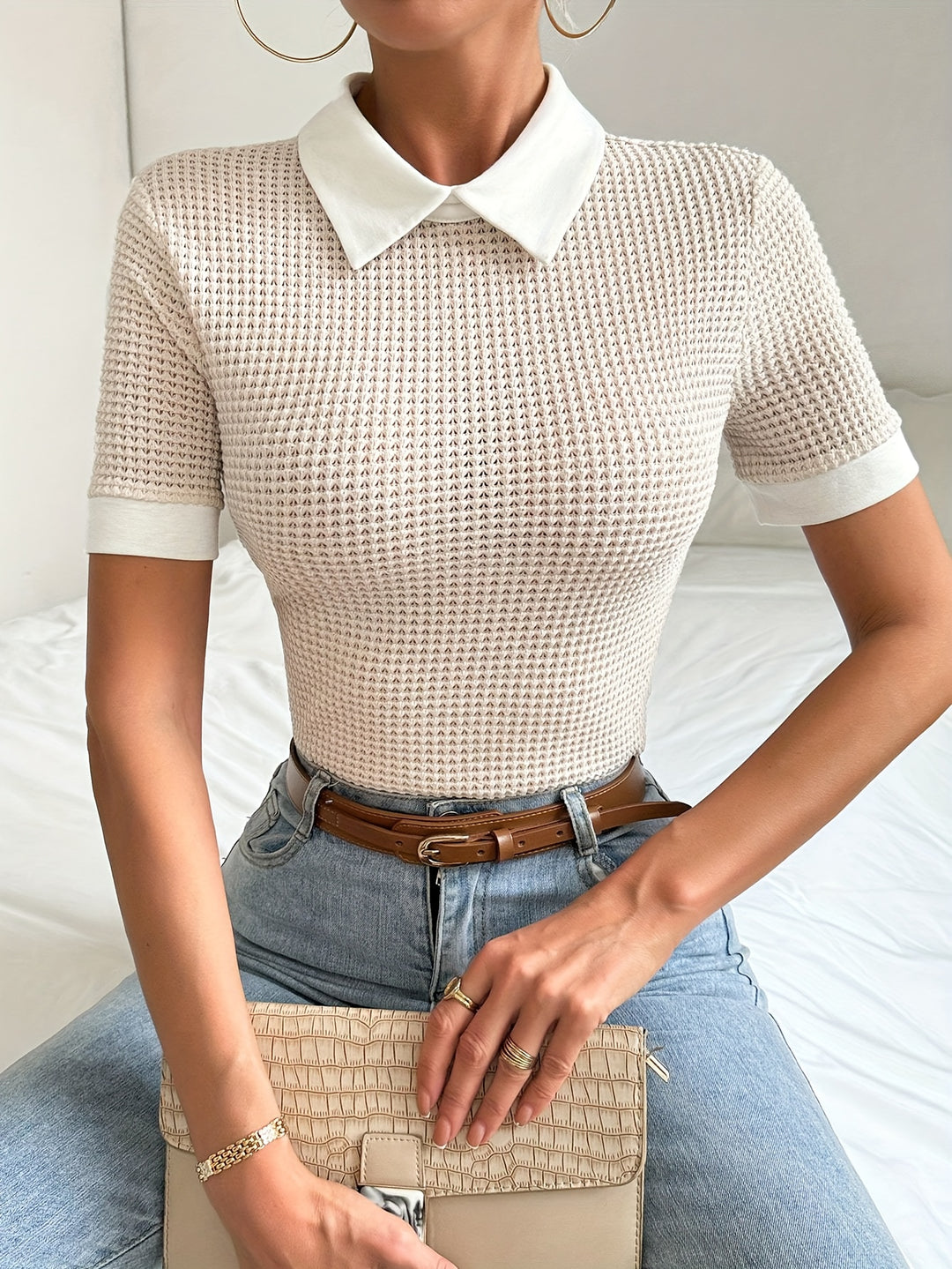 Rowena | Textured Collared Top