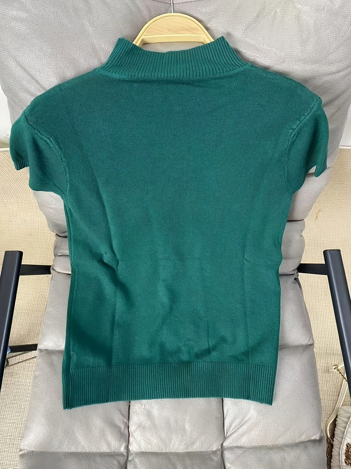 Marguerite | Refined Mock-Neck Short Sleeve Top