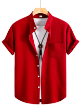 Byron | Men's Waffle Stand Collar Short Sleeve Shirt