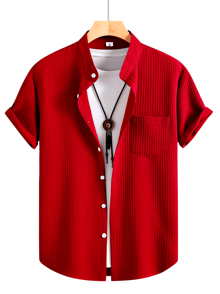 Byron | Men's Waffle Stand Collar Short Sleeve Shirt