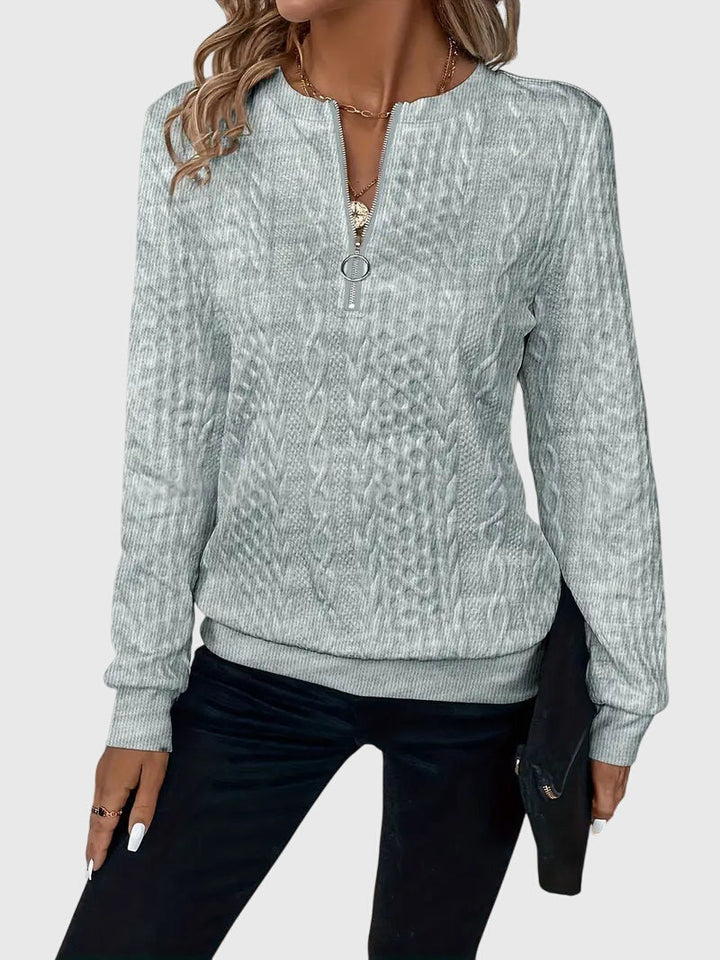 Romy | Textured Zip-Neck Sweater