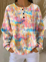 Lindsey | Colorful Long-Sleeve Henley Top