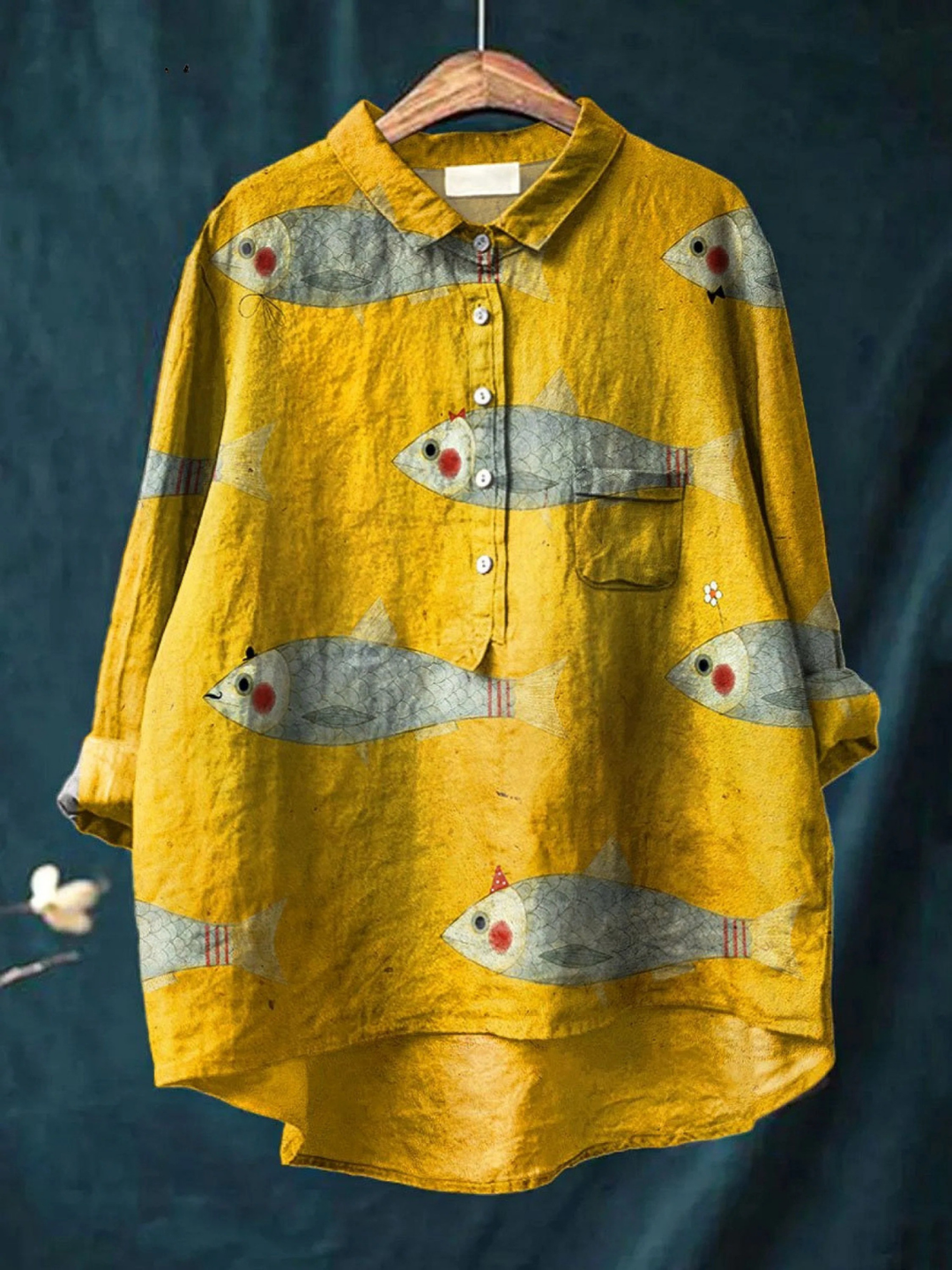 Sybil | Playful Fish Print Relaxed Shirt