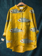 Sybil | Playful Fish Print Relaxed Shirt