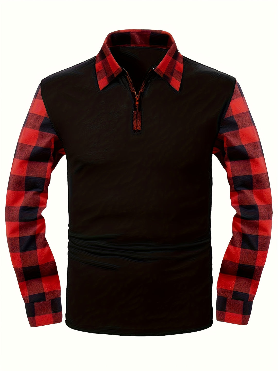 Jasper | Half-Zip Plaid-Sleeve Shirt