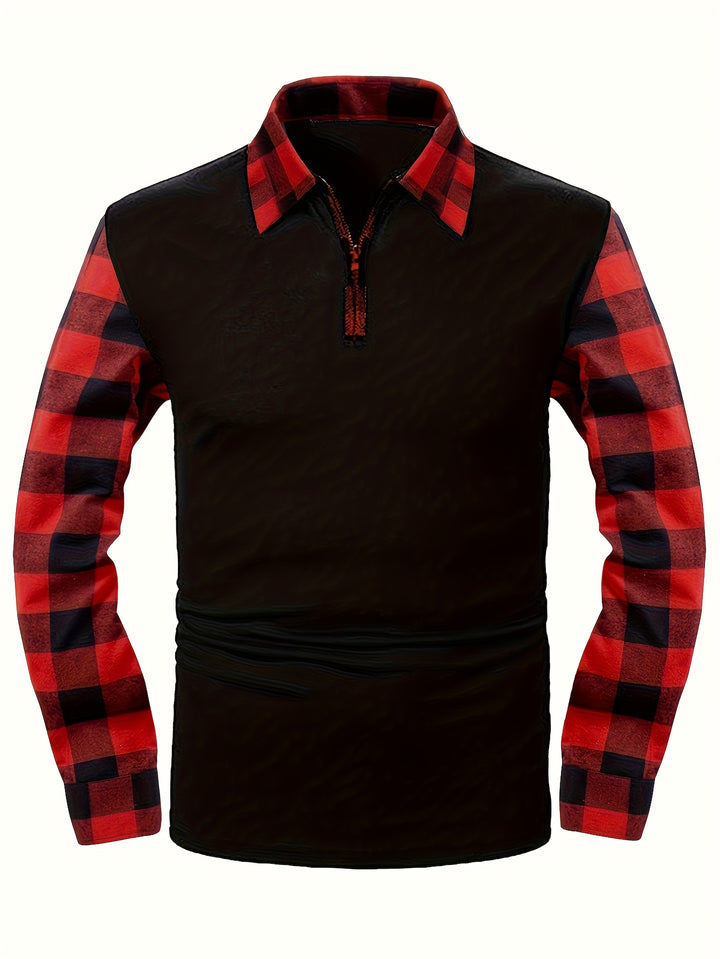 Jasper | Half-Zip Plaid-Sleeve Shirt