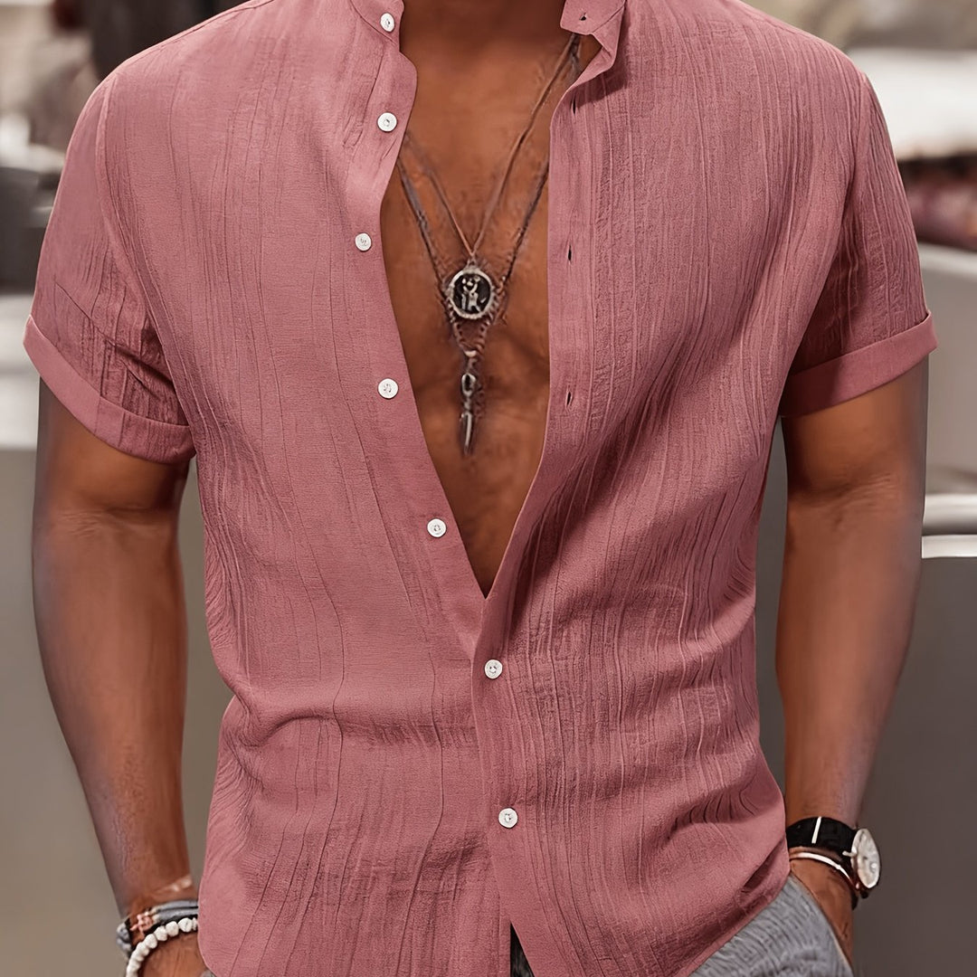 Louis | Men's Textured Stand Collar Short Sleeve Shirt