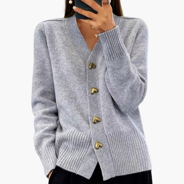 Margot | Refined Heart-Button Cardigan