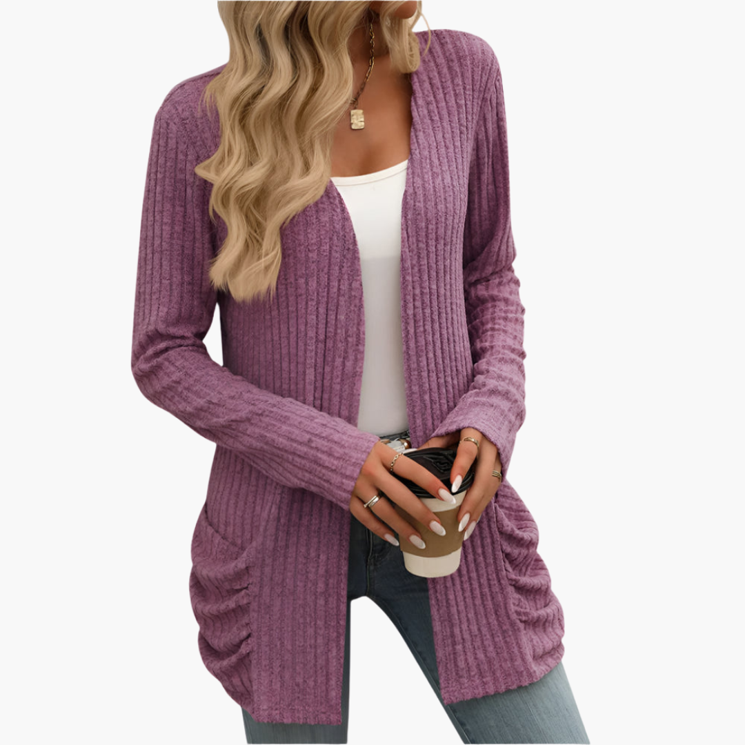 Helen | Ribbed Open-Front Cardigan