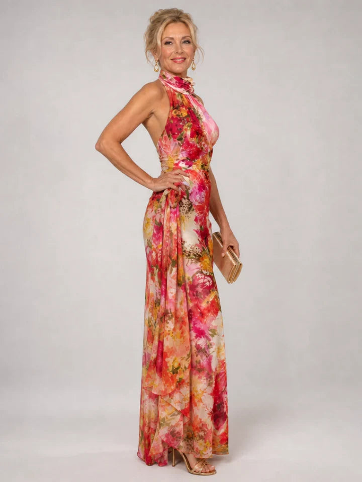 Melina | Floral Halter Maxi Dress